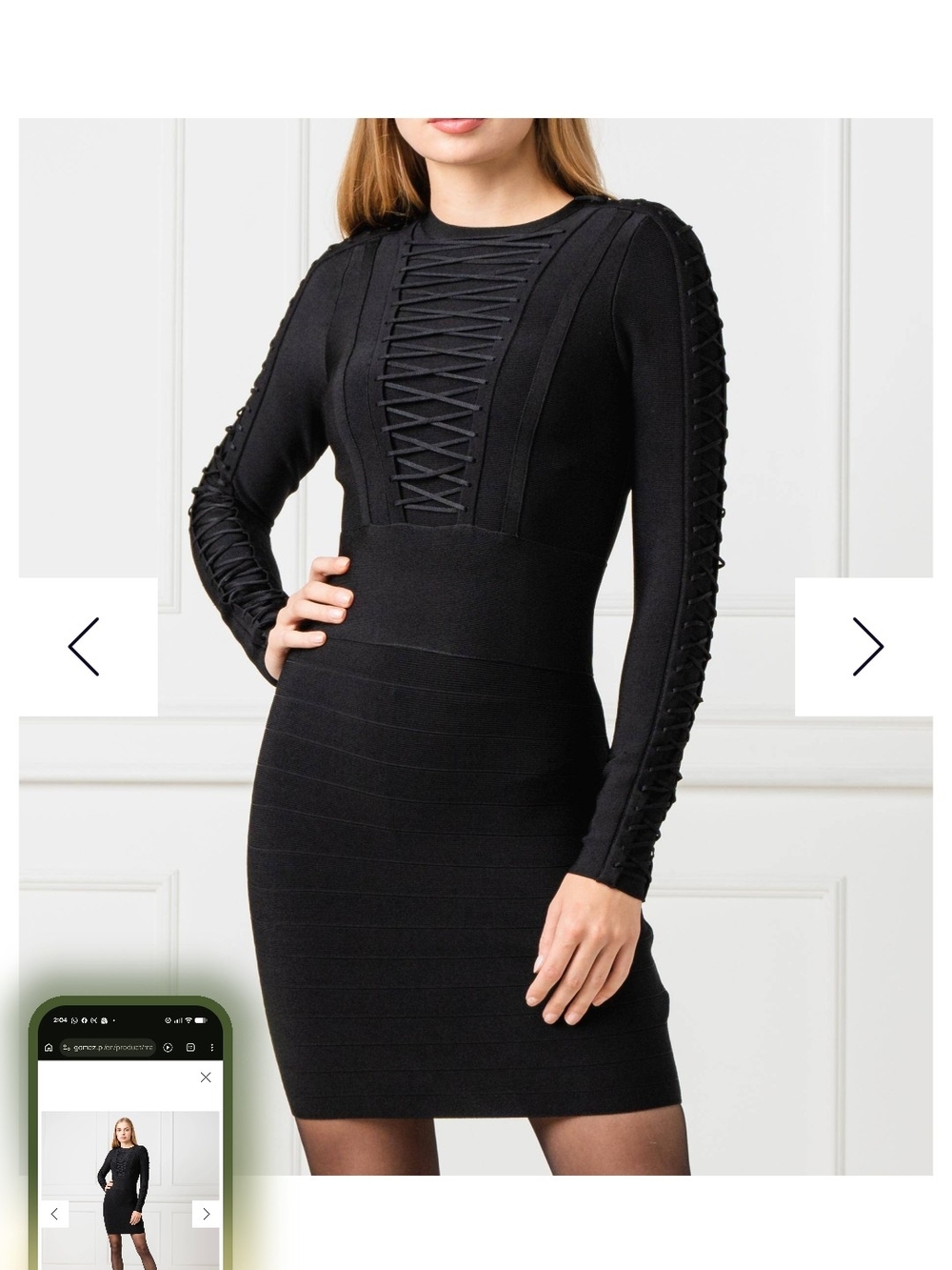 Guess by Marciano Black Long-Sleeve Lace-Up Bodycon Dress